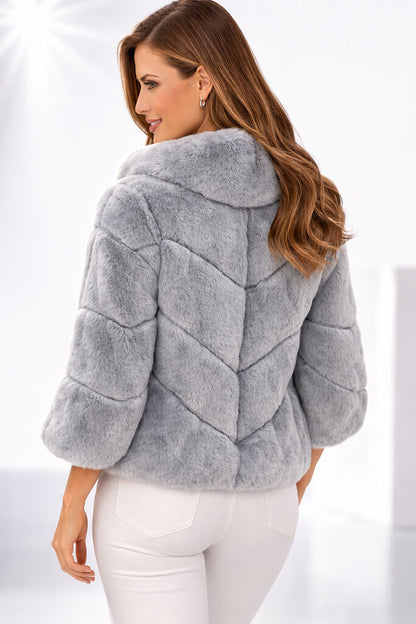 Sky Gray Textured Jacket with Chevrons