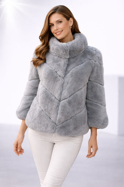 Sky Gray Textured Jacket with Chevrons