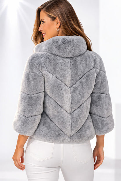 Sky Gray Textured Jacket with Chevrons