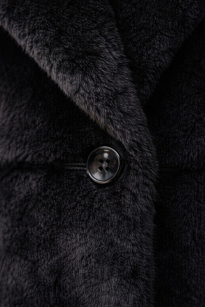 Black Luxe Fur Jacket with Oversized Collar