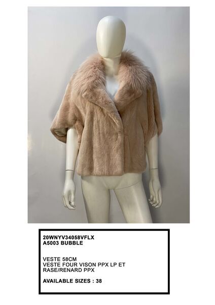 Blush Fur Cropped Jacket with Shawl Collar