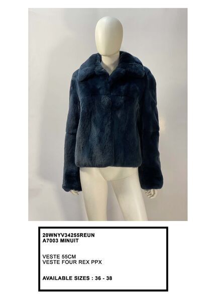 Midnight Blue Fur Jacket with Classic Collar
