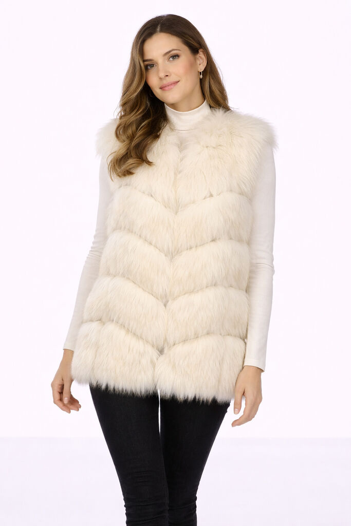 Ivory Textured Vest with Layered Design