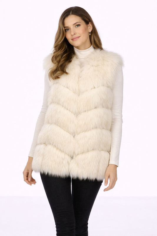 Ivory Textured Vest with Layered Design