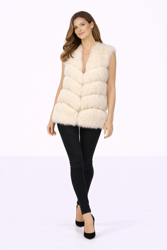 Ivory Textured Vest with Layered Design