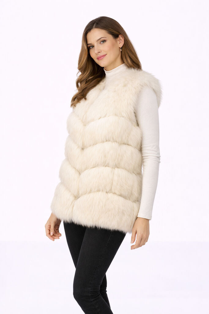 Ivory Textured Vest with Layered Design