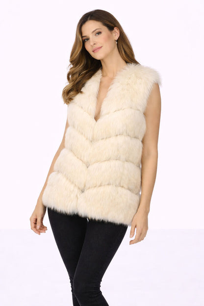 Ivory Textured Vest with Layered Design