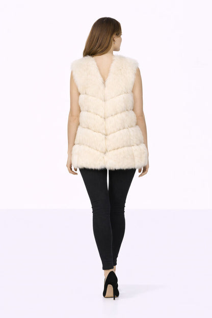 Ivory Textured Vest with Layered Design