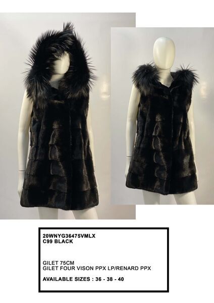 Black Fur Hooded Vest