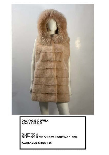 Ivory Fur Gilet with Hood