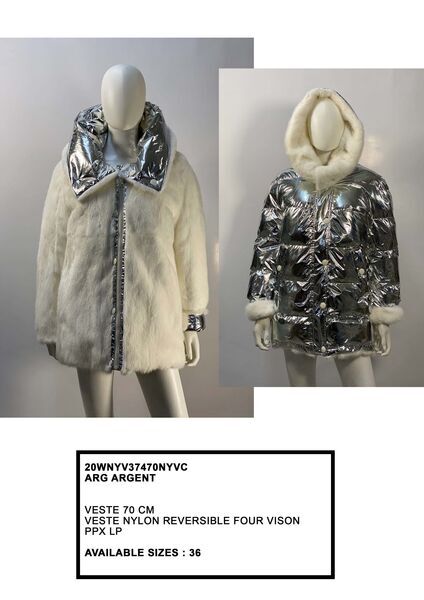 Reversible Fur and Metallic Puff Jacket