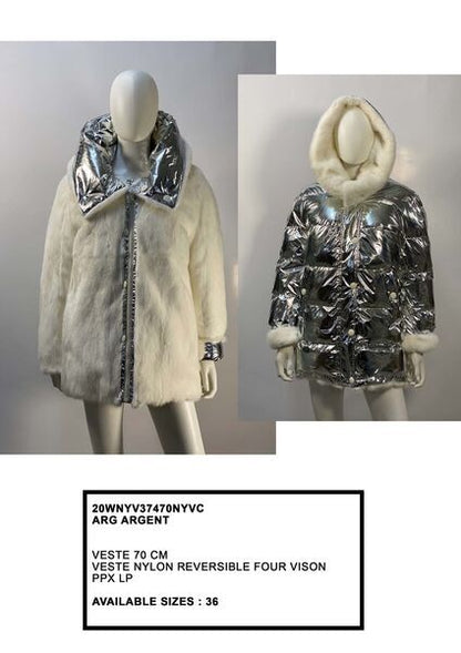 Reversible Fur and Metallic Puff Jacket