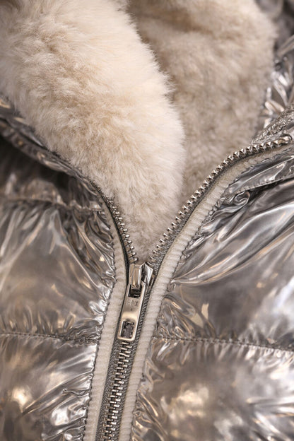 Reversible Fur and Metallic Puff Jacket