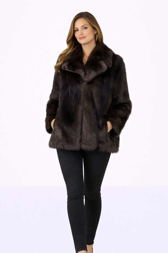 Dark Brown Textured Jacket with Luxurious Finish