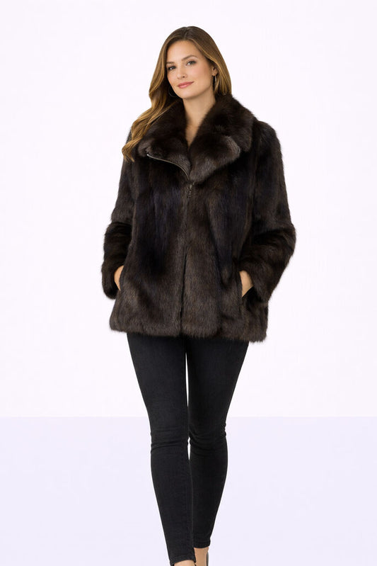 Dark Brown Textured Jacket with Luxurious Finish