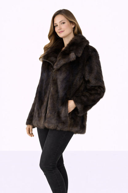 Dark Brown Textured Jacket with Luxurious Finish