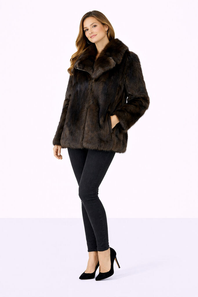 Dark Brown Textured Jacket with Luxurious Finish