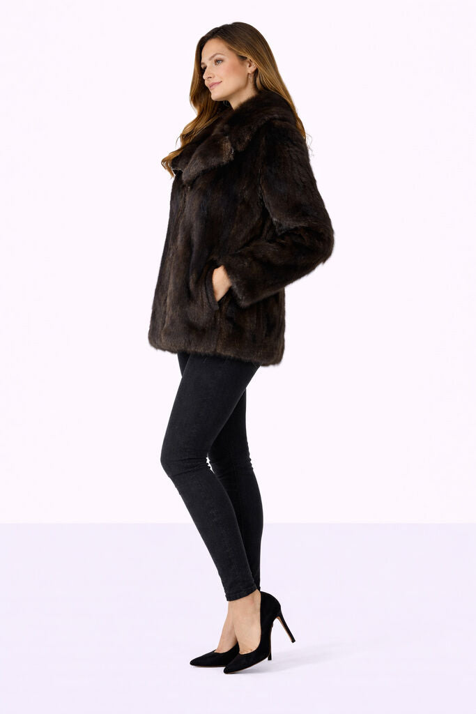 Dark Brown Textured Jacket with Luxurious Finish