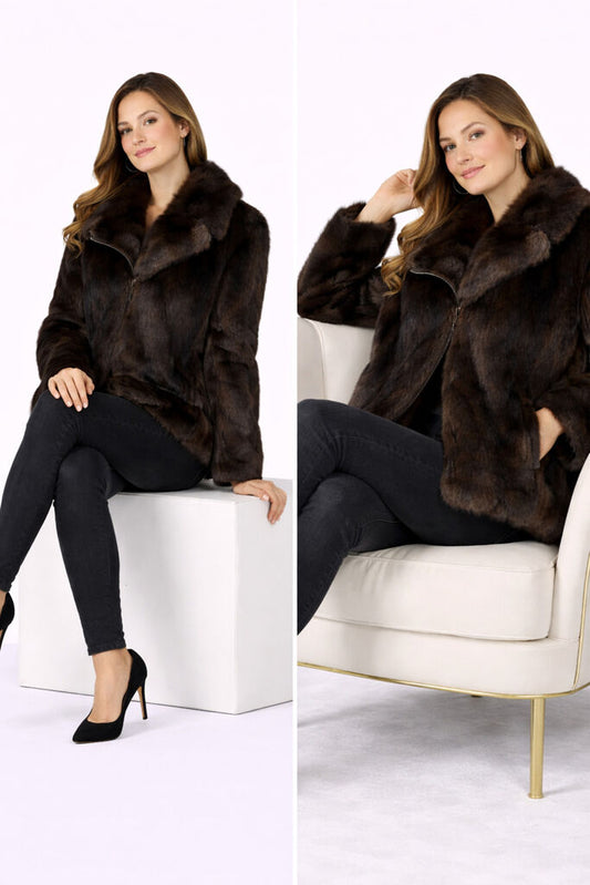 Dark Brown Textured Jacket with Luxurious Finish