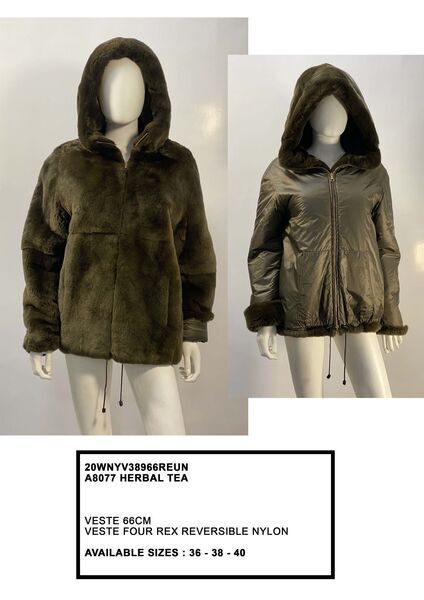 Herbal Tea Reversible Fur Jacket with Hood