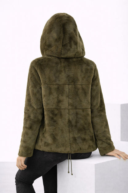Herbal Tea Reversible Fur Jacket with Hood