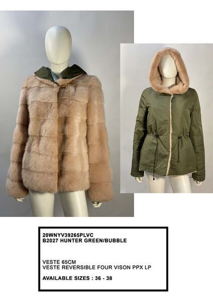 Reversible Fur and Quilted Hooded Jacket