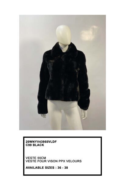 Black Textured Short Jacket with Plush Finish