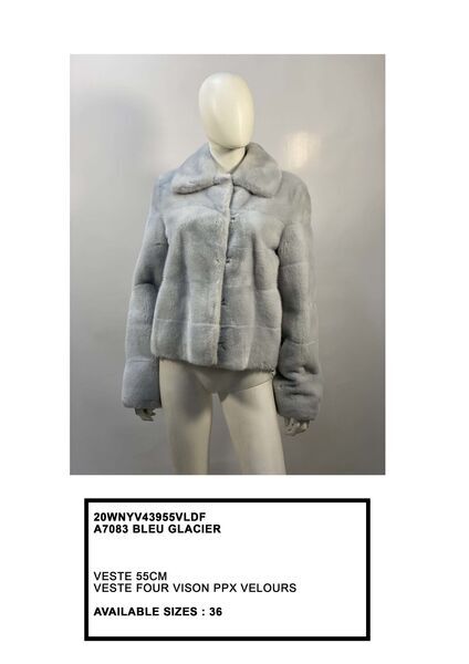 Bleu Glacier Velour Jacket with Collared Design