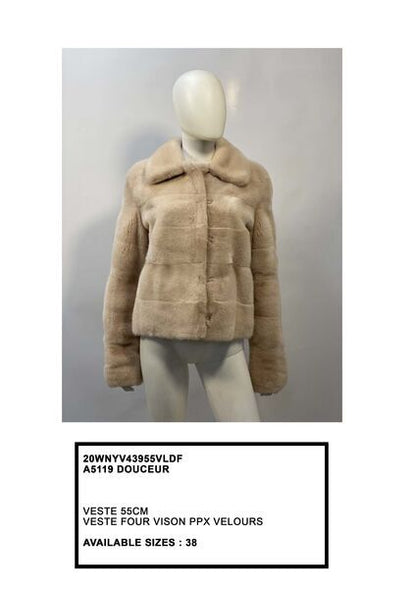 Beige Plush Jacket with Collar