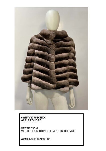 Chinchilla Textured Fur Jacket with Structured Design