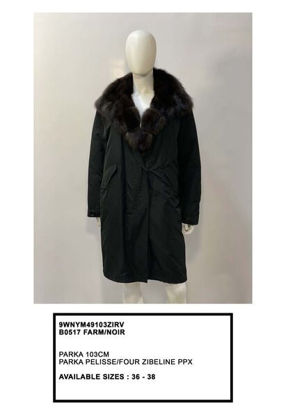 Black Fur-Trimmed Parka with Elegant Collar