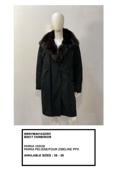 Black Fur-Trimmed Parka with Elegant Collar