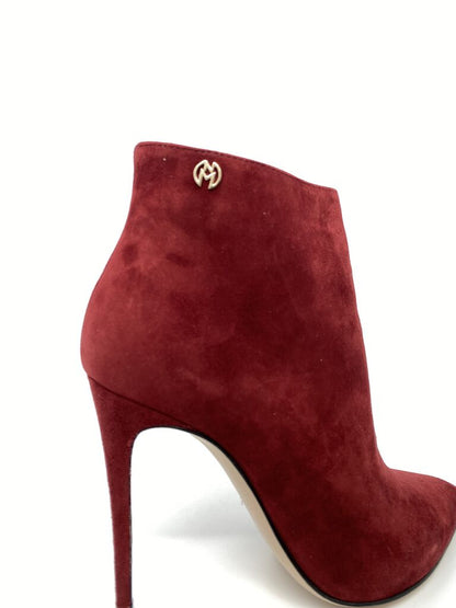 Burgundy Suede Ankle Boot Stiletto Heel