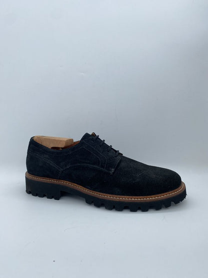 Black Suede Derby Shoes with Lug Sole