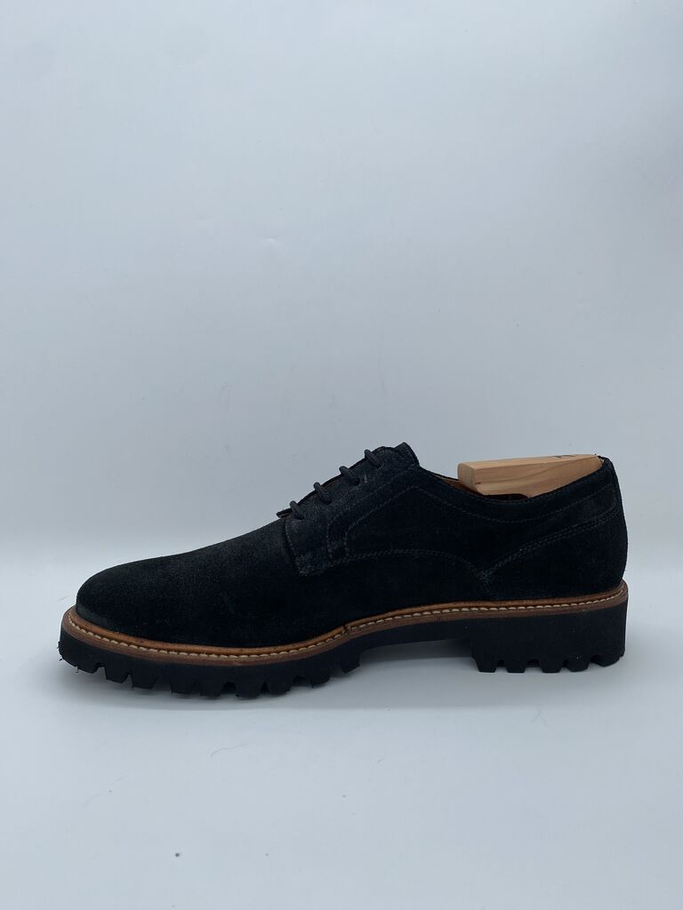 Black Suede Derby Shoes with Lug Sole