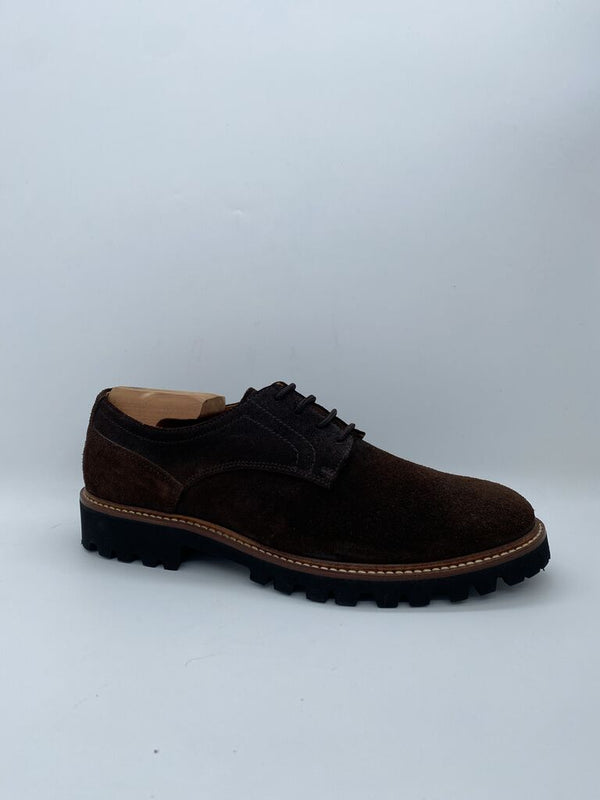 Brown Suede Derby Shoes with Rugged Sole
