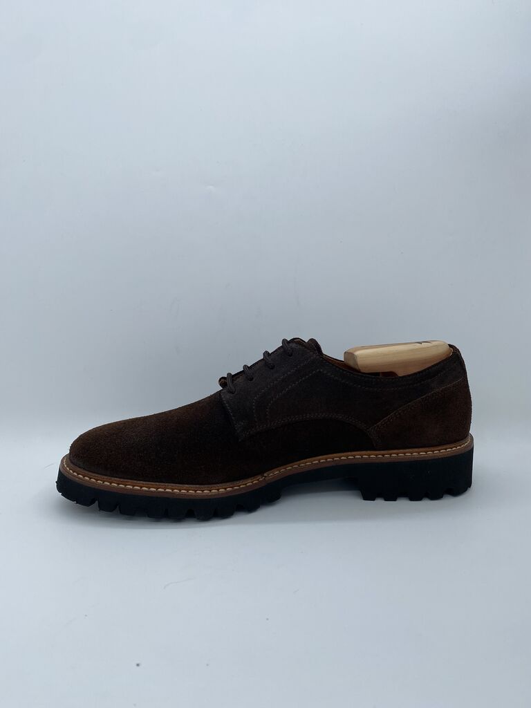 Brown Suede Derby Shoes with Rugged Sole