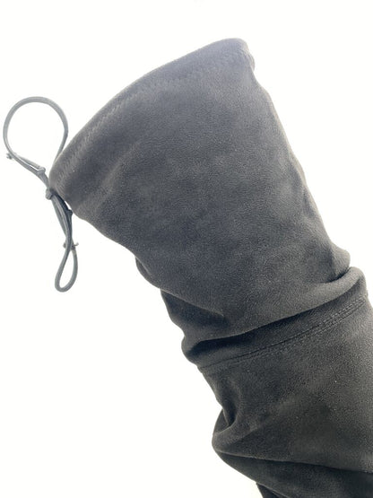 Black Suede Over-the-Knee Boots with Block Heel