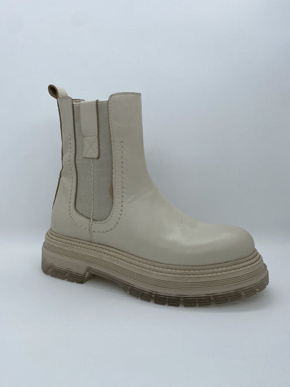 Cream Faux Leather Chunky Sole Chelsea Boot