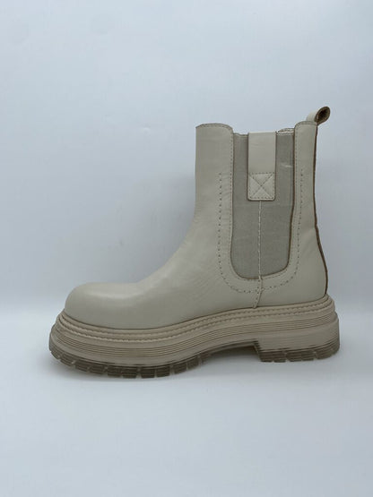 Cream Faux Leather Chunky Sole Chelsea Boot