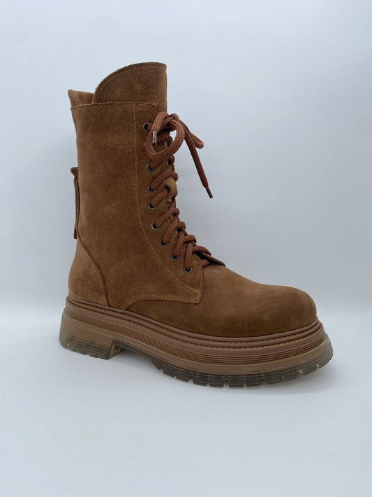 Brown Suede Ankle Boot with Chunky Sole