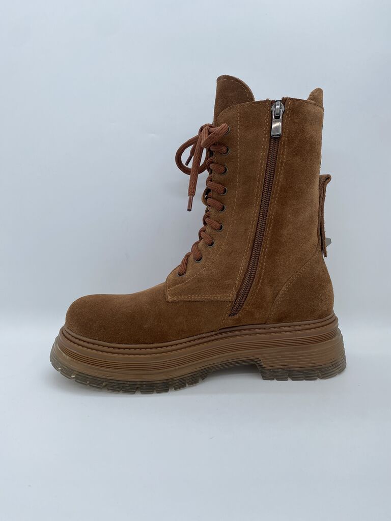 Brown Suede Ankle Boot with Chunky Sole