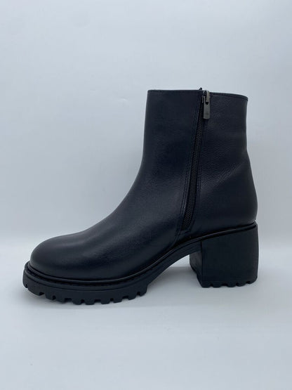 Black Chunky Heel Ankle Boot