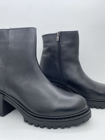 Black Chunky Heel Ankle Boot