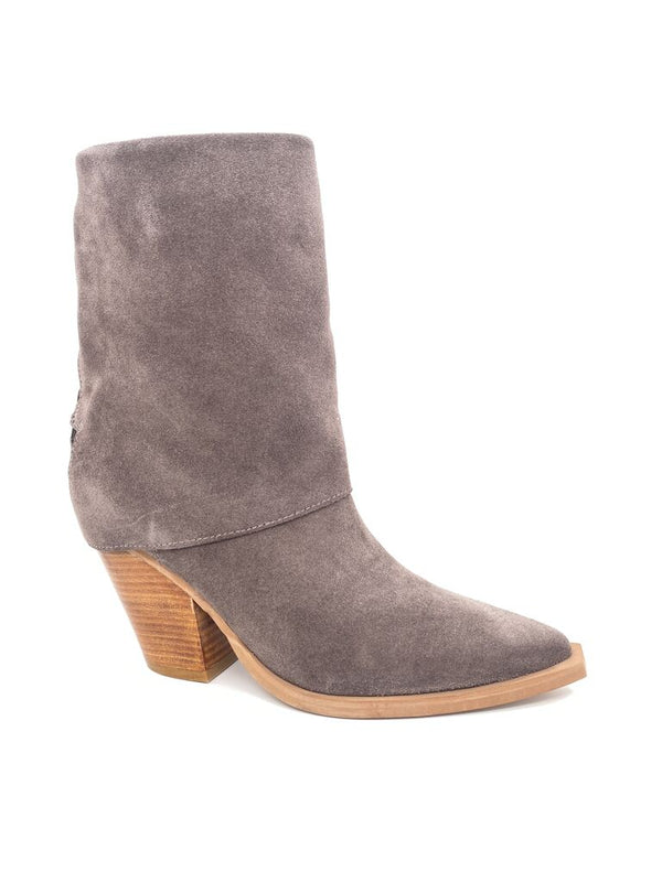 Gray Suede Ankle Boots with Chunky Heel
