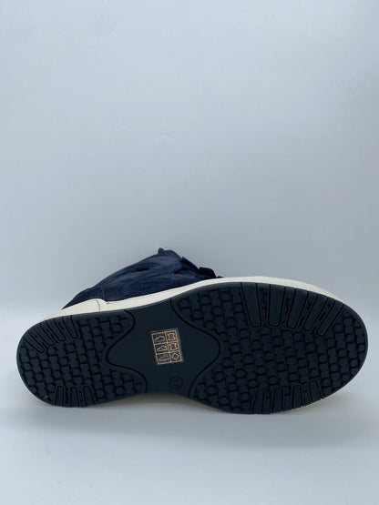 Navy Suede High-Top Sneakers with Velcro Straps