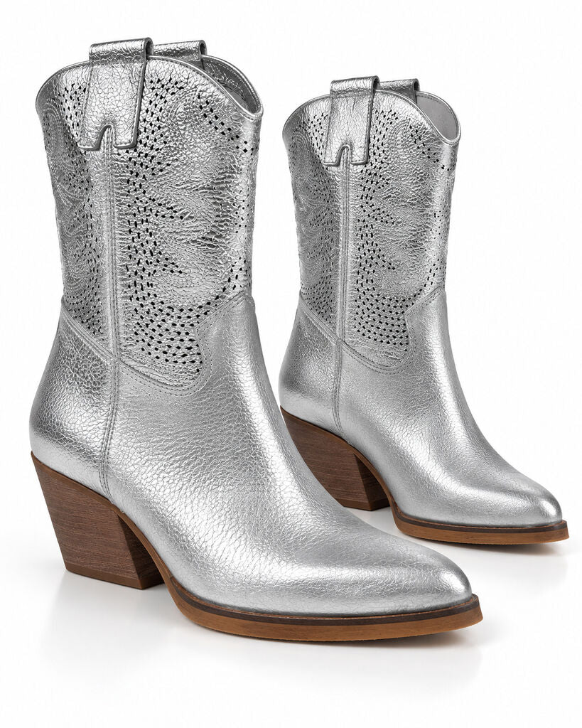 Western Boot Nappa SILVER