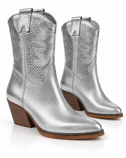 Western Boot Nappa SILVER