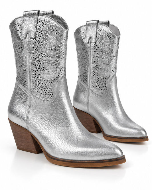 Western Boot Nappa SILVER