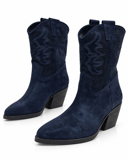 Western Boot Suede DK BLUE